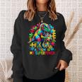 Autism Is My Superpower Autism Kid Colorful Puzzle Dinosaur Sweatshirt Gifts for Her