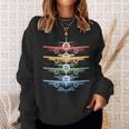 Aviation Airplane Flying Airline Colorful Enthusiast Pilot Sweatshirt Gifts for Her