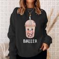 Baller Bubble Tea Kawaii Bubble Milk Boba Tea Sweatshirt Gifts for Her