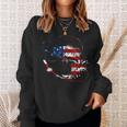 Bass Fishing Fish American Flag Patriotic Fourth Of July Sweatshirt Gifts for Her