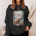 Bear And Fox Mountain Hiker Nature Camping Outdoors Retro Sweatshirt Gifts for Her