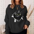 Black Cat Torn Cloth For Cat Lover Cat Dad Cat Mom Sweatshirt Gifts for Her