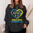 Blue Yellow Heart 21 World Down Syndrome Awareness Day 2024 Sweatshirt Gifts for Her