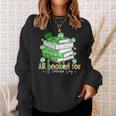 All Booked For St Patrick's Day Bookish Leprechaun Bookworm Sweatshirt Gifts for Her