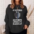 My Boyfriend Is A Police Officer Thin Blue Line Heart Sweatshirt Gifts for Her