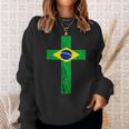 Brazil Jesus Cross Brazilian Faith Brasileiro Christian Sweatshirt Gifts for Her