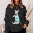 Bull Terrier Tattoos I Love Mom Sitting Mother's Day Sweatshirt Gifts for Her
