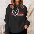 Bulldogs Team Pride School Spirit White Red Heart Sweatshirt Gifts for Her