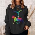 Buntes Geometrisches Pferd & Turner Sweatshirt, Ästhetisches Design Tee Geschenke für Sie
