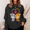 Cat Heart Valentines Day Cute Kitten Kitty V-Day Pajama Sweatshirt Gifts for Her