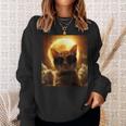 Cat Taking A Selfie With Solar Eclipse Wearing Sunglasses Sweatshirt Gifts for Her