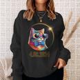 Cat Wearing Solar Eclipse Glasses Total Solar Eclipse 2024 Sweatshirt Gifts for Her