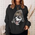 Chillin' Pit Bull Wearing Winter Beanie Sweatshirt Gifts for Her