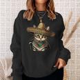 Cinco De Mayo Cat Party Mexican Sombrero Cat Lover Women Sweatshirt Gifts for Her