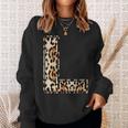 Cool Letter L Initial Name Leopard Cheetah Print Sweatshirt Gifts for Her