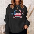Crab Vintage American Flag Sweatshirt Gifts for Her