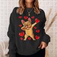 The Cream French Bulldog Dabbing Heart Valentines Day Sweatshirt Gifts for Her