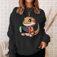 Cute Bearded Dragon Playing Video Games Gamer Sweatshirt Gifts for Her