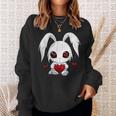 Cute Kawaii Goth Bunny Gothic White Bunny Red Heart Girls Sweatshirt Gifts for Her
