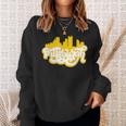 Cute Pittsburgh Skyline Black And Yellow Lettering Sweatshirt Gifts for Her