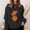 Cute Santa Deer Ugly Christmas Sweater Reindeer Sweatshirt Gifts for Her
