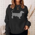 Dachshund Weenie Dog Houndstooth Pattern Black White Sweatshirt Gifts for Her