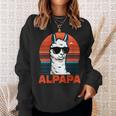 Damen Alpapaatertag Bester Papa Alpaka Alpapa Mit Sonnenbrille Mit-Ausschnitt Sweatshirt Geschenke für Sie