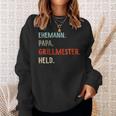 Damen Lustige Idee Zumatertag Ehemann Papa Grillmester Held Mit-Ausschnitt Sweatshirt Geschenke für Sie