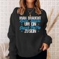 Damen Man Braucht Keine Haare Um Ein Super Papa Zu Sein Mit-Ausschnitt Sweatshirt Geschenke für Sie