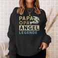 Damen Papa Opa Angel Legende Geschenk Zumatertag Für Angler Mit-Ausschnitt Sweatshirt Geschenke für Sie