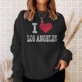 Distressed Retro I Love Los Angeles Souvenir Sweatshirt Gifts for Her