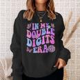In My Double Digits Era Retro 10 Year Old 10Th Birthday Girl Sweatshirt Gifts for Her