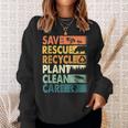 Earth Day Save Rescue Animals Recycle Plastics Planet Sweatshirt Gifts for Her
