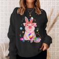 Easter Bunny Spring Pig Bow Egg Hunting Basket Colorful Sweatshirt Gifts for Her