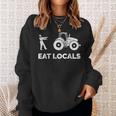 Eat Locals Zombie Chasing Farmer Tractor Sweatshirt Gifts for Her