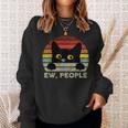 Ew People Vintage Black Cat For Cat Lover Cat Mom Cat Dad Sweatshirt Gifts for Her