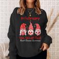 In February We Wear Red Three Gnomes Heart Disease Awareness Sweatshirt Gifts for Her