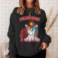 Firecorn Firefighter Unicorn With Red Fireman Helmet Fire Sweatshirt Gifts for Her