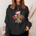 Fleur De Lis Christmas Ornament With Santa Hat Xmas Lights Sweatshirt Gifts for Her
