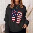 Flip Flops Red White Blue Stars & Stripes Patriotic Fun Usa Sweatshirt Gifts for Her