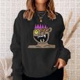 Funky Monster Gesicht Sweatshirt Schwarz mit Farbakzenten Geschenke für Sie