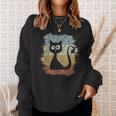 Funky Vintage Retro Cat Silhouette Black Sweatshirt Geschenke für Sie