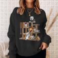 Horror Movie Kitten Playing On Cat Tree Sweatshirt Gifts for Her