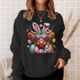 Scottish Highland Cow Easter Eggs Farmers Easter Day Sweatshirt Gifts for Her