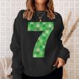 Green Pixel Number 7 7Th Birthday Gamer Number 7 Sweatshirt Gifts for Her