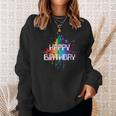 Happy Birthday Regenbogenfarbe Splash Neon Rot Orange Blau Top Sweatshirt Geschenke für Sie