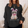 Happy Easter Bunny Pajama Dress Cat Grumpy Rabbit Ears Sweatshirt Gifts for Her