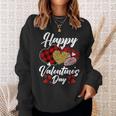 Happy Valentine's Day Hearts With Leopard Plaid Valentine Sweatshirt Gifts for Her