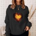 Heart On Fire Flames Heart Sweatshirt Gifts for Her