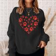 Heart Paw Print Valentines Cute Dog Love Doggie Puppy Lover Sweatshirt Gifts for Her